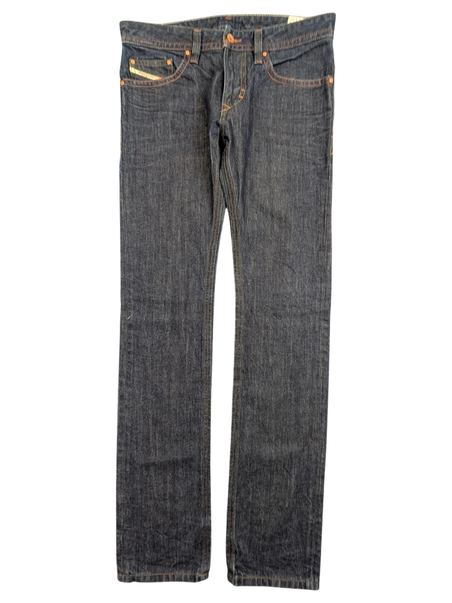 JAKE & IPI Diesel Thavar dark wash denim jeans with orange stitching and a slim fit.