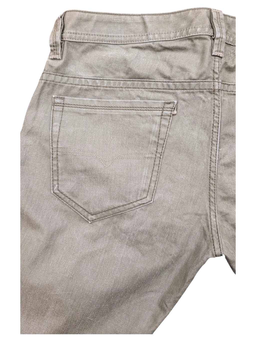 JAKE & IPI Diesel Thavar W34 L32 light grey denim jeans with signature stitching on back pocket