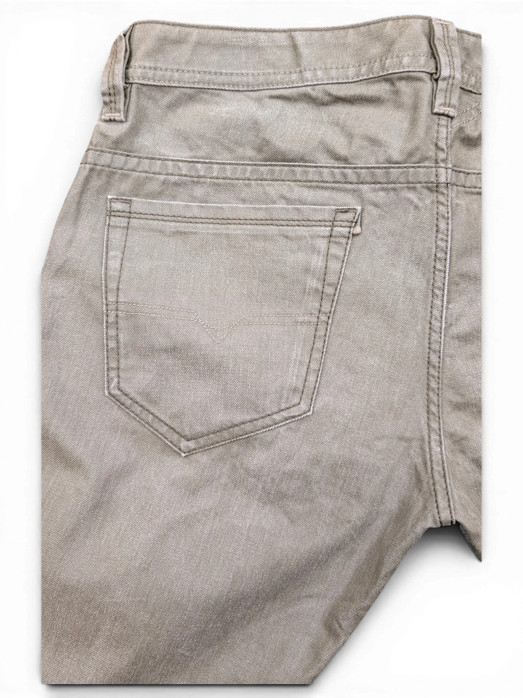 JAKE & IPI Diesel Thavar W34 L32 light grey denim jeans with signature stitching on back pocket