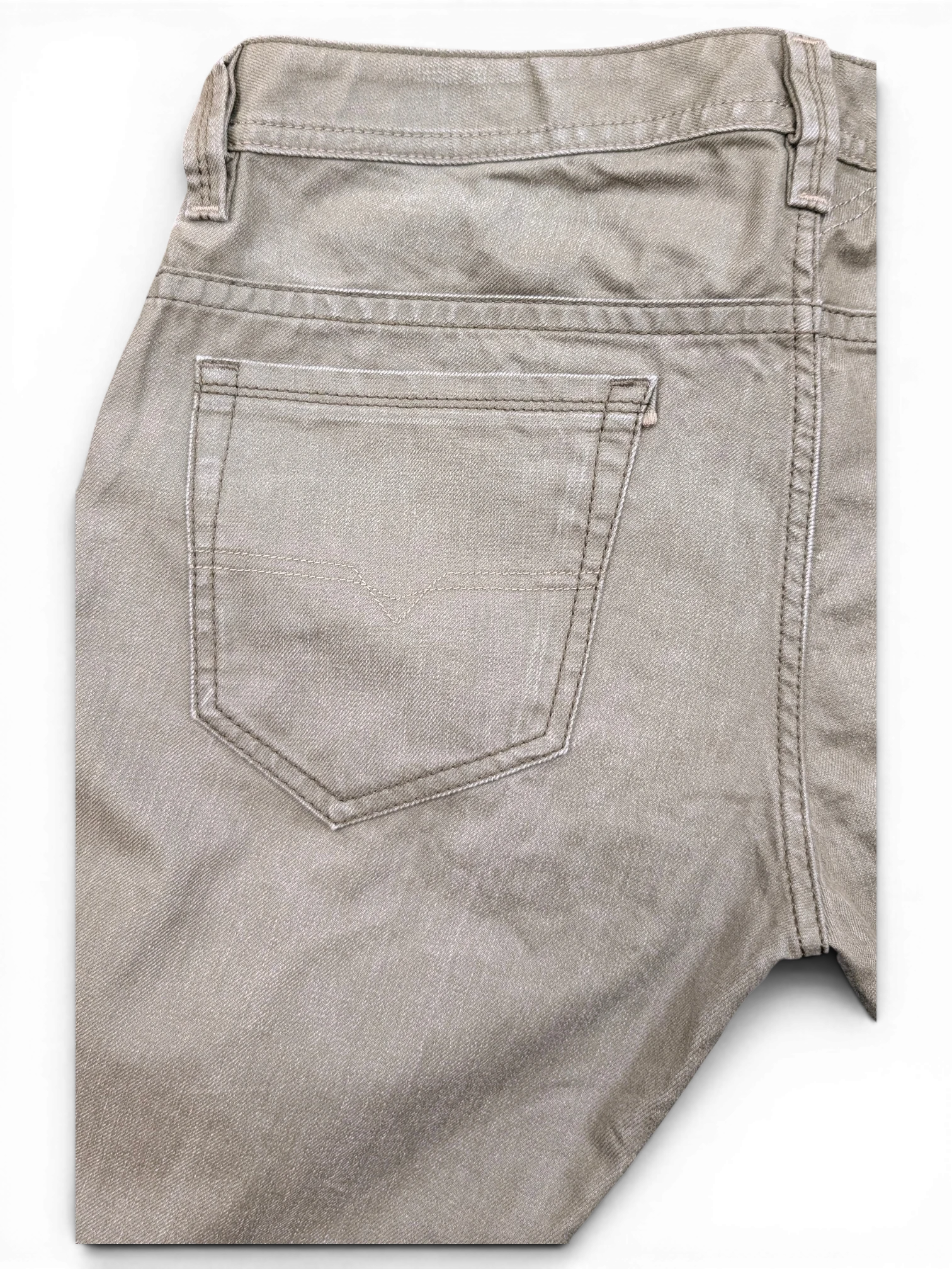 JAKE & IPI Diesel Thavar W34 L32 light grey denim jeans with signature stitching on back pocket
