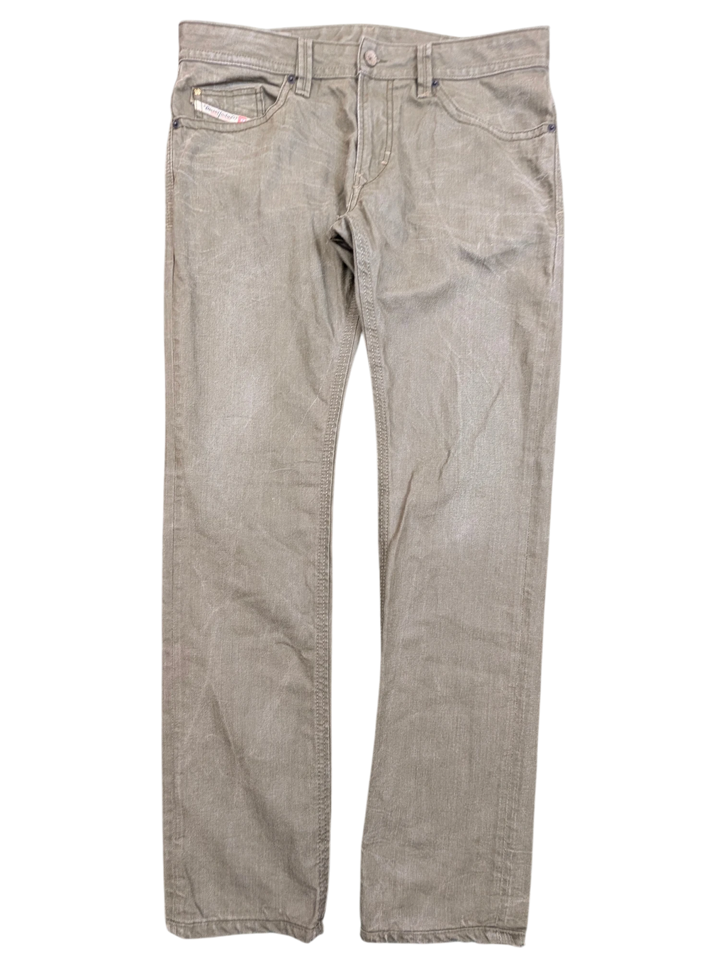 JAKE & IPI Diesel Thavar men's slim fit jeans in a light brown wash with a button fly and five-pocket styling.