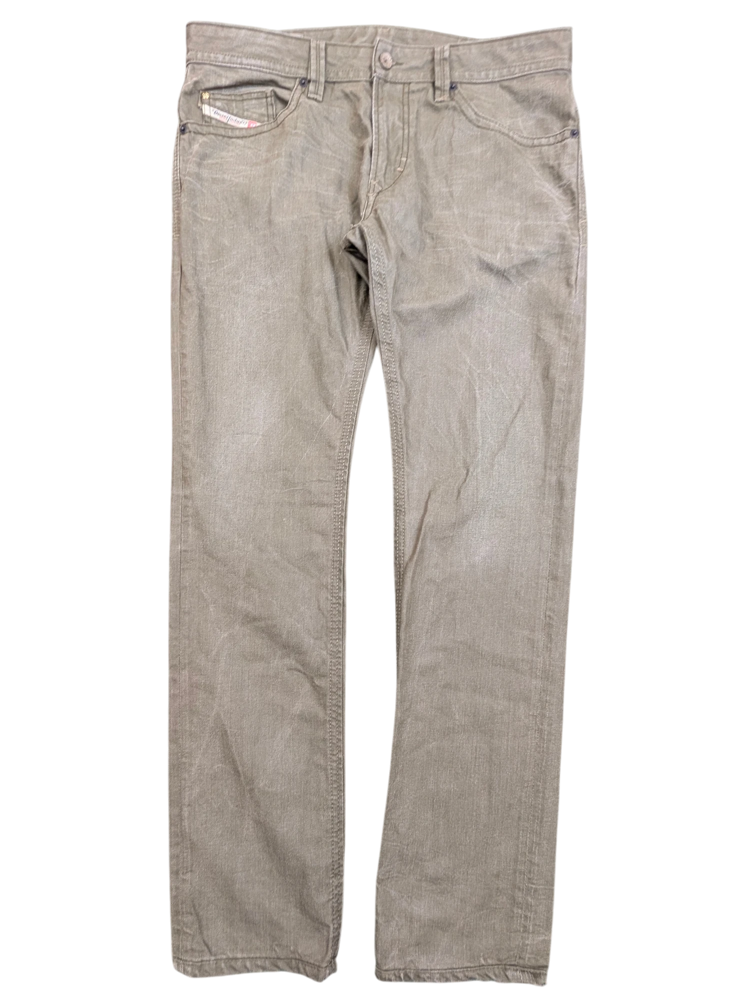 JAKE & IPI Diesel Thavar men's slim fit jeans in a light brown wash with a button fly and five-pocket styling.