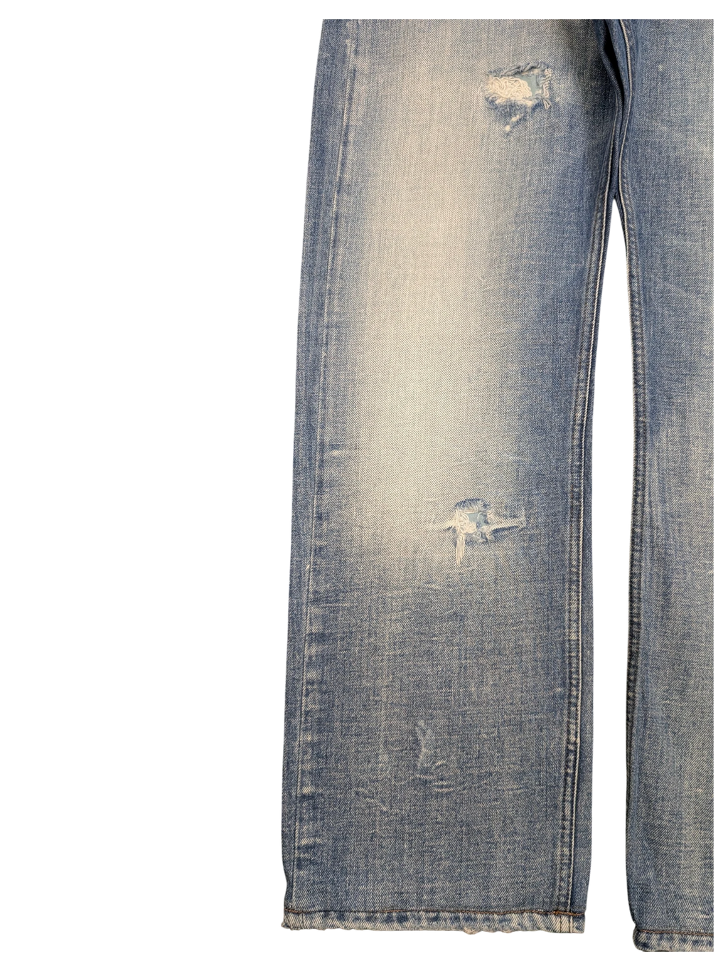 JAKE & IPI Diesel Viker distressed light wash denim jeans with rips and frayed hem. Size W36 L34.