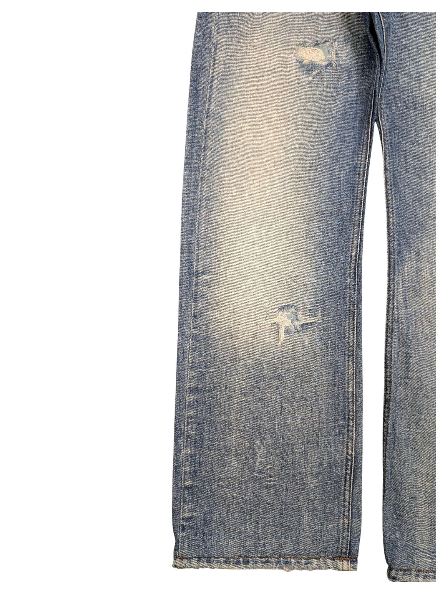 JAKE & IPI Diesel Viker distressed light wash denim jeans with rips and frayed hem. Size W36 L34.