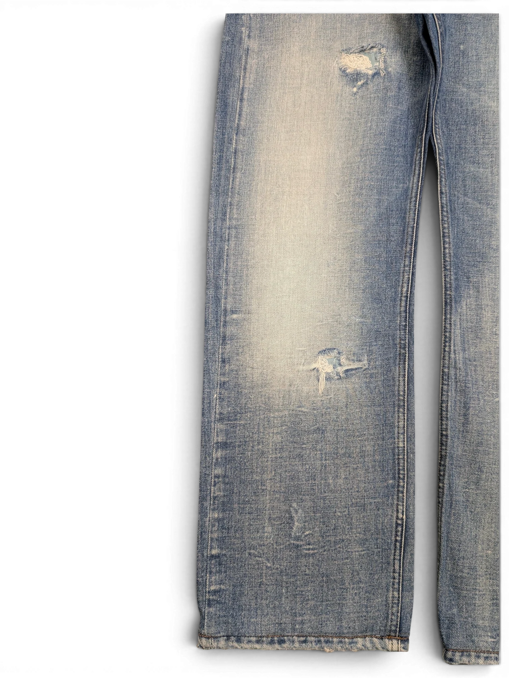 JAKE & IPI Diesel Viker distressed light wash denim jeans with rips and frayed hem. Size W36 L34.