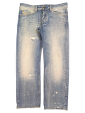 JAKE & IPI Diesel Viker light wash denim jeans with distressed details and raw hem. Size W36 L34.