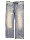 JAKE & IPI Diesel Viker light wash denim jeans with distressed details and raw hem. Size W36 L34.