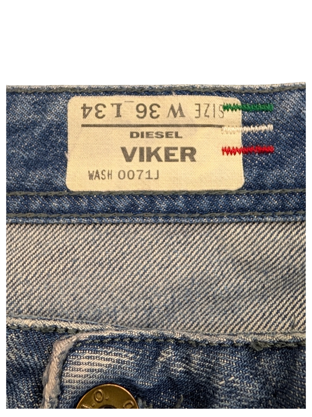 JAKE & IPI Diesel Viker jeans, size W36 L34, blue denim with wash 0071J detail.