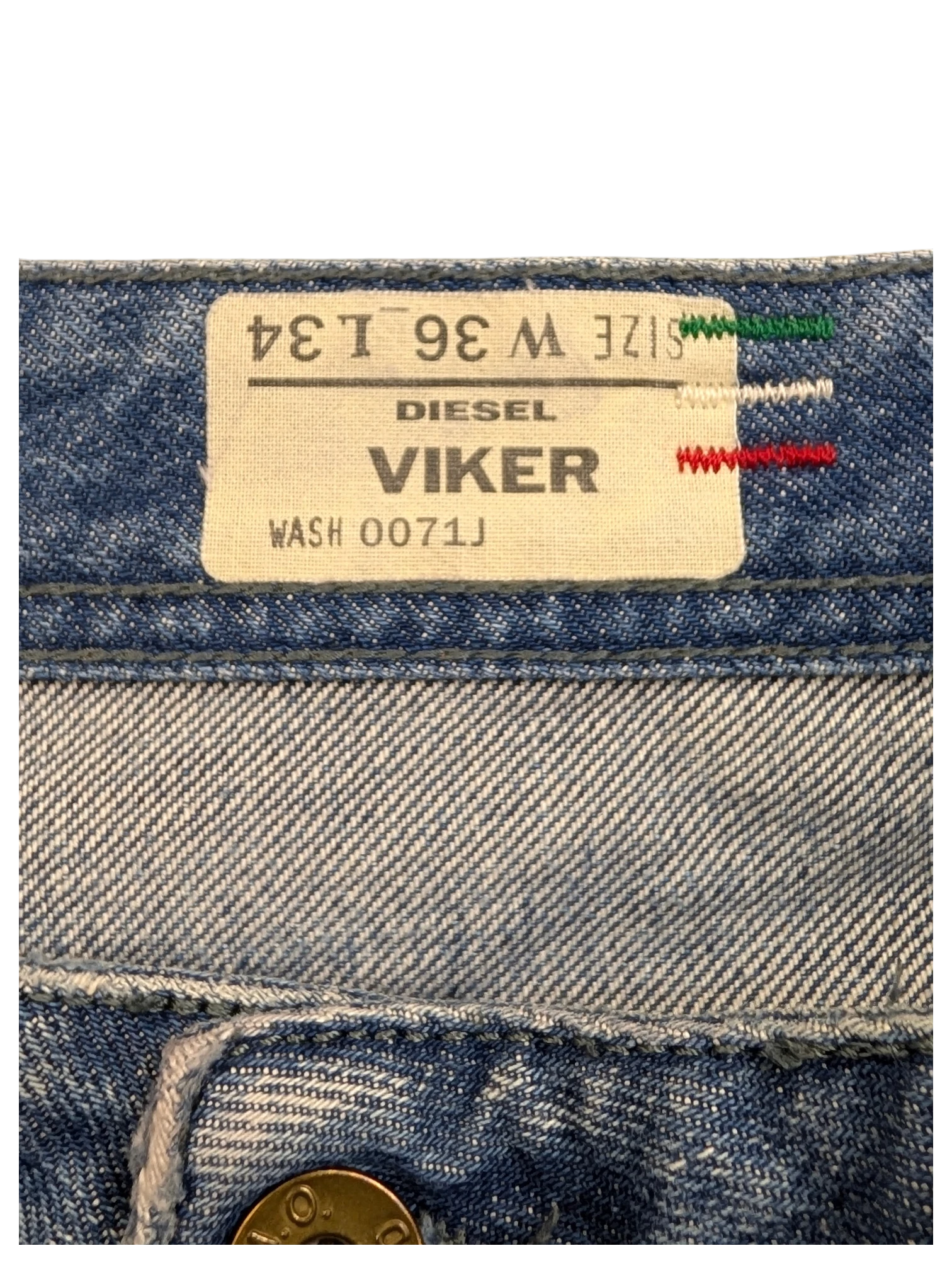 JAKE & IPI Diesel Viker jeans, size W36 L34, blue denim with wash 0071J detail.