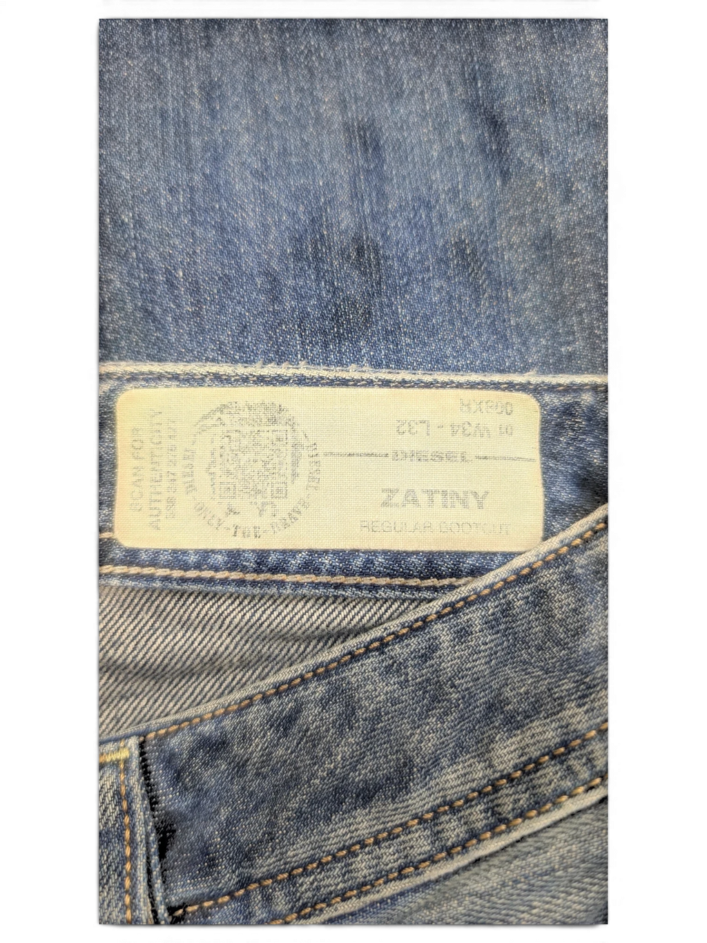 JAKE & IPI Diesel Zatiny regular bootcut jeans in blue denim, size W34 L32.