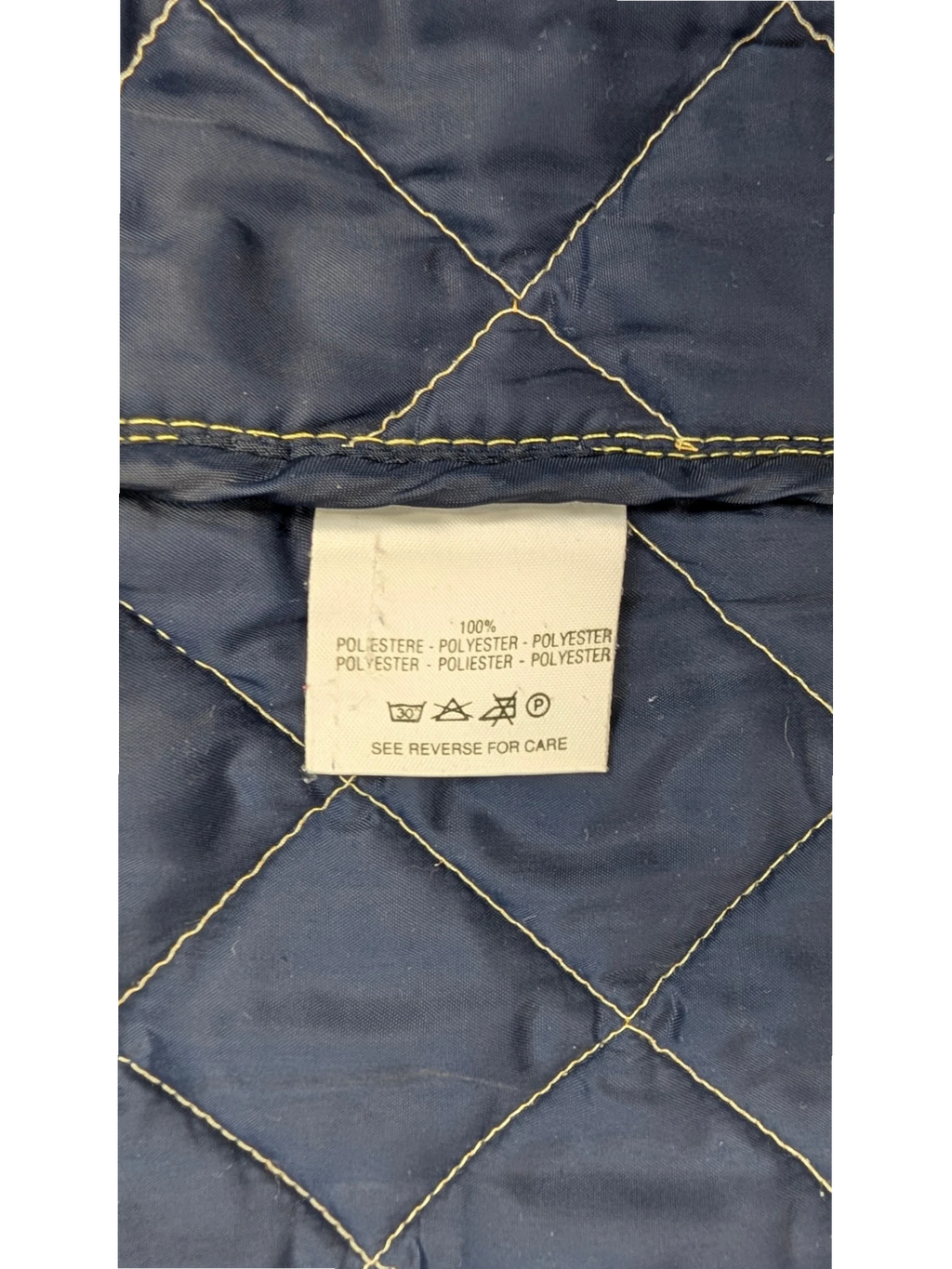 JAKE & IPI vintage Ermenegildo Zegna Yachting bright yellow quilted jacket with navy lining and corduroy collar. Size L.