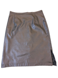 JAKE & IPI Staccato black faux leather midi skirt with a side slit and high-waisted design.