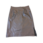 JAKE & IPI Staccato black faux leather midi skirt with a side slit and high-waisted design.