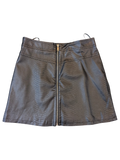 JAKE & IPI Costes black faux leather mini skirt with a snakeskin texture and a full-length front silver zipper.