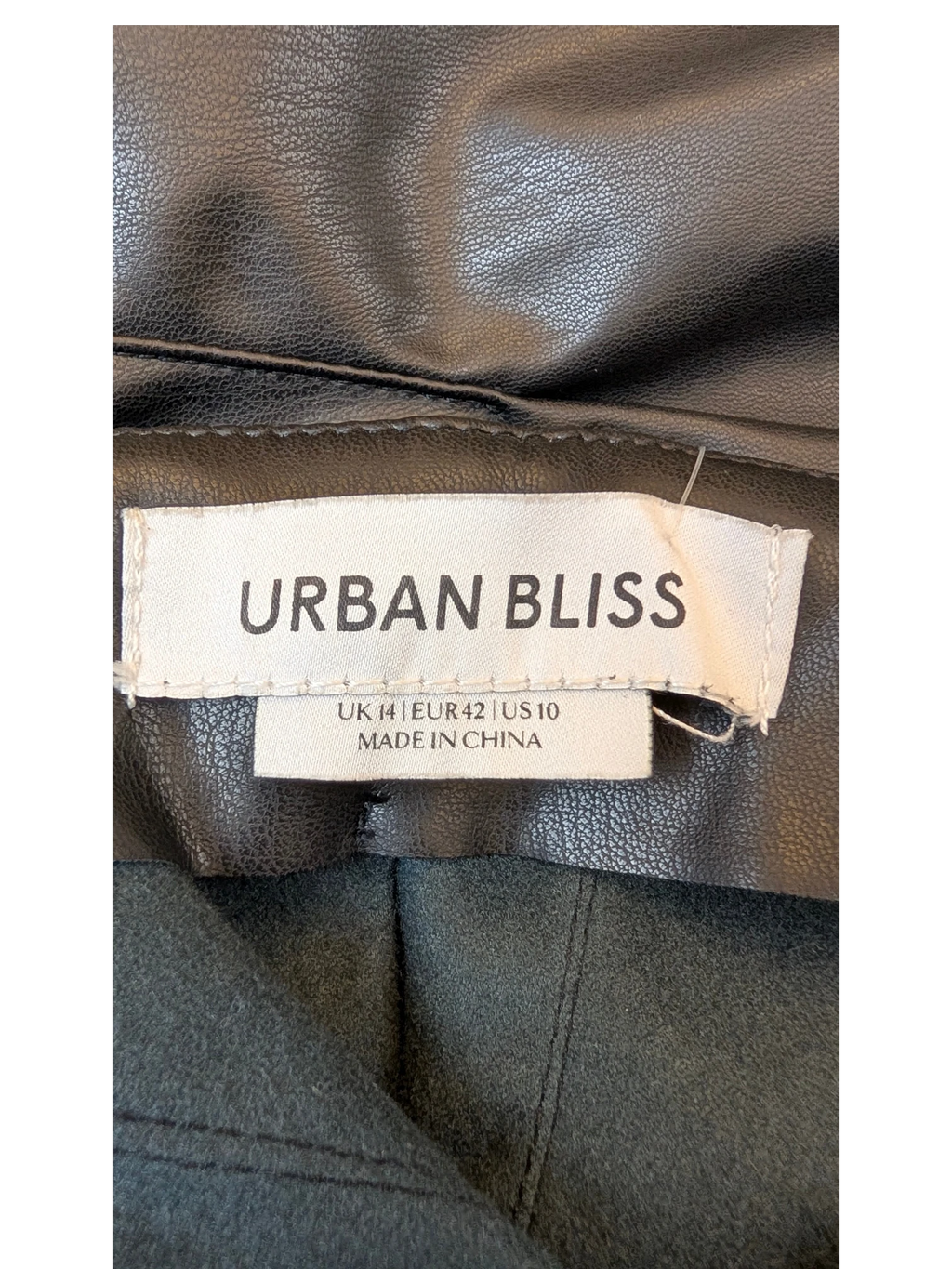 JAKE & IPI Urban Bliss black faux leather pleated mini skirt clothing label detail