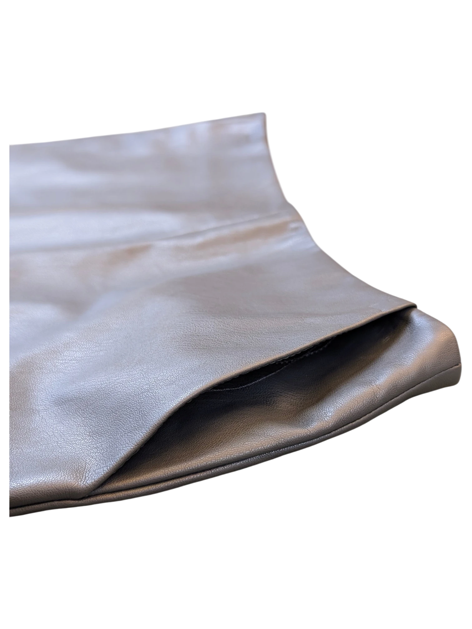 JAKE & IPI Gray & Willow faux leather pencil skirt with a smooth texture and clean hemline.