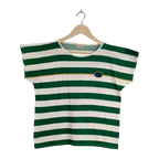 JAKE & IPI vintage 70s/80s Gucci green and white striped cotton t-shirt with GG emblem and rope detail. Size L.