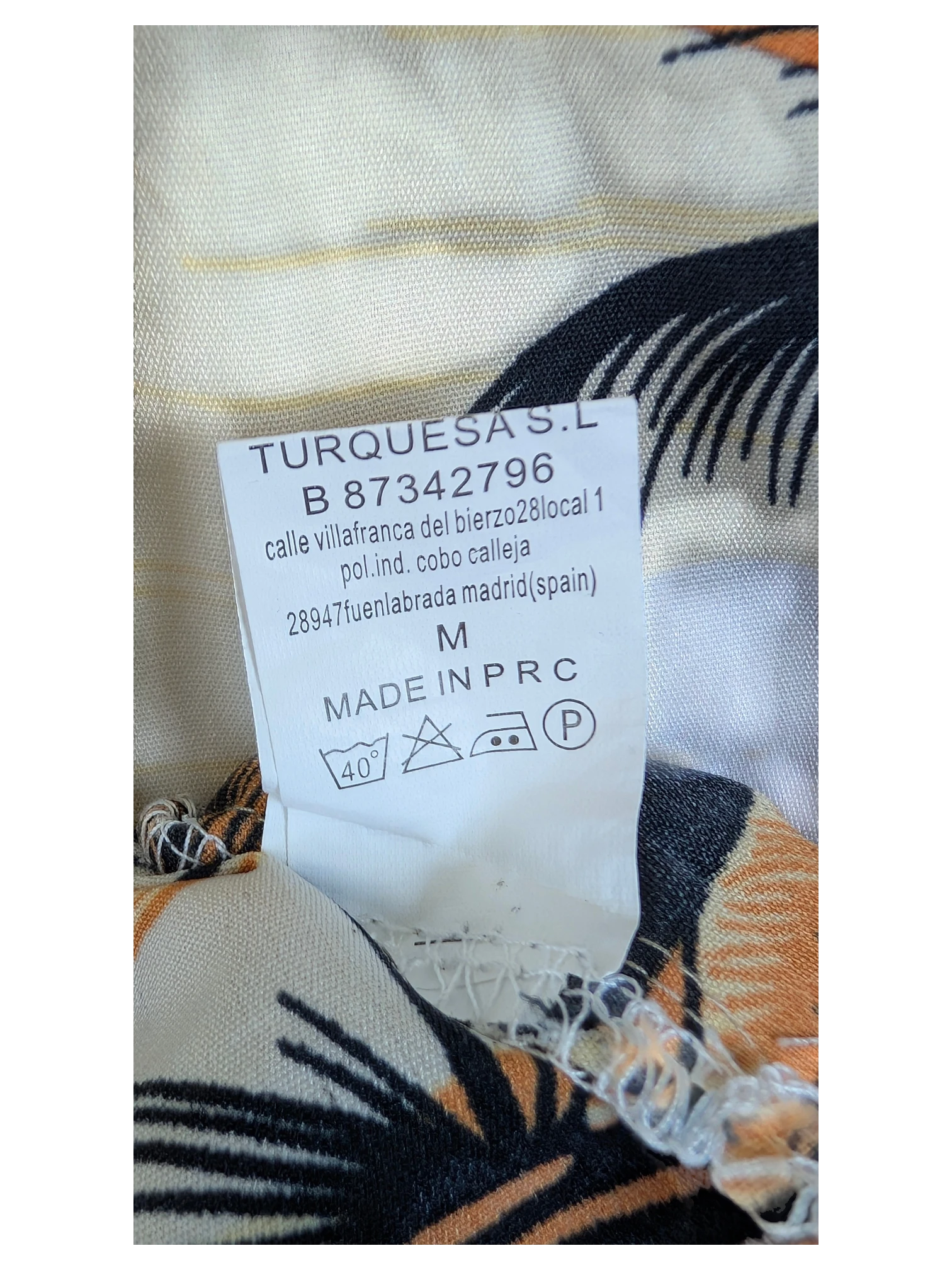 JAKE & IPI New Base Hawaiian shirt fabric tag with care instructions and size M label