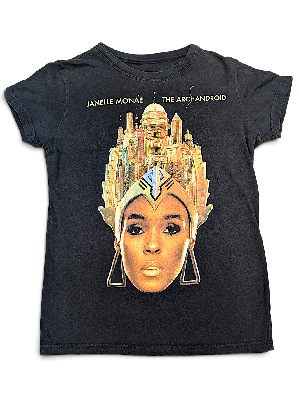 JAKE & IPI black cotton t-shirt featuring a Janelle Monáe The ArchAndroid graphic print