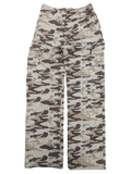 JAKE & IPI Karl Kani camo cargo pants in beige, brown, and white. Relaxed fit with multiple pockets.