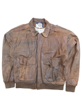 JAKE & IPI G-III leather bomber jacket in brown with two chest pockets and ribbed cuffs.