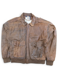 JAKE & IPI G-III leather bomber jacket in brown with two chest pockets and ribbed cuffs.