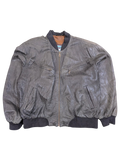 JAKE & IPI dark grey distressed leather bomber jacket with ribbed cuffs and collar.