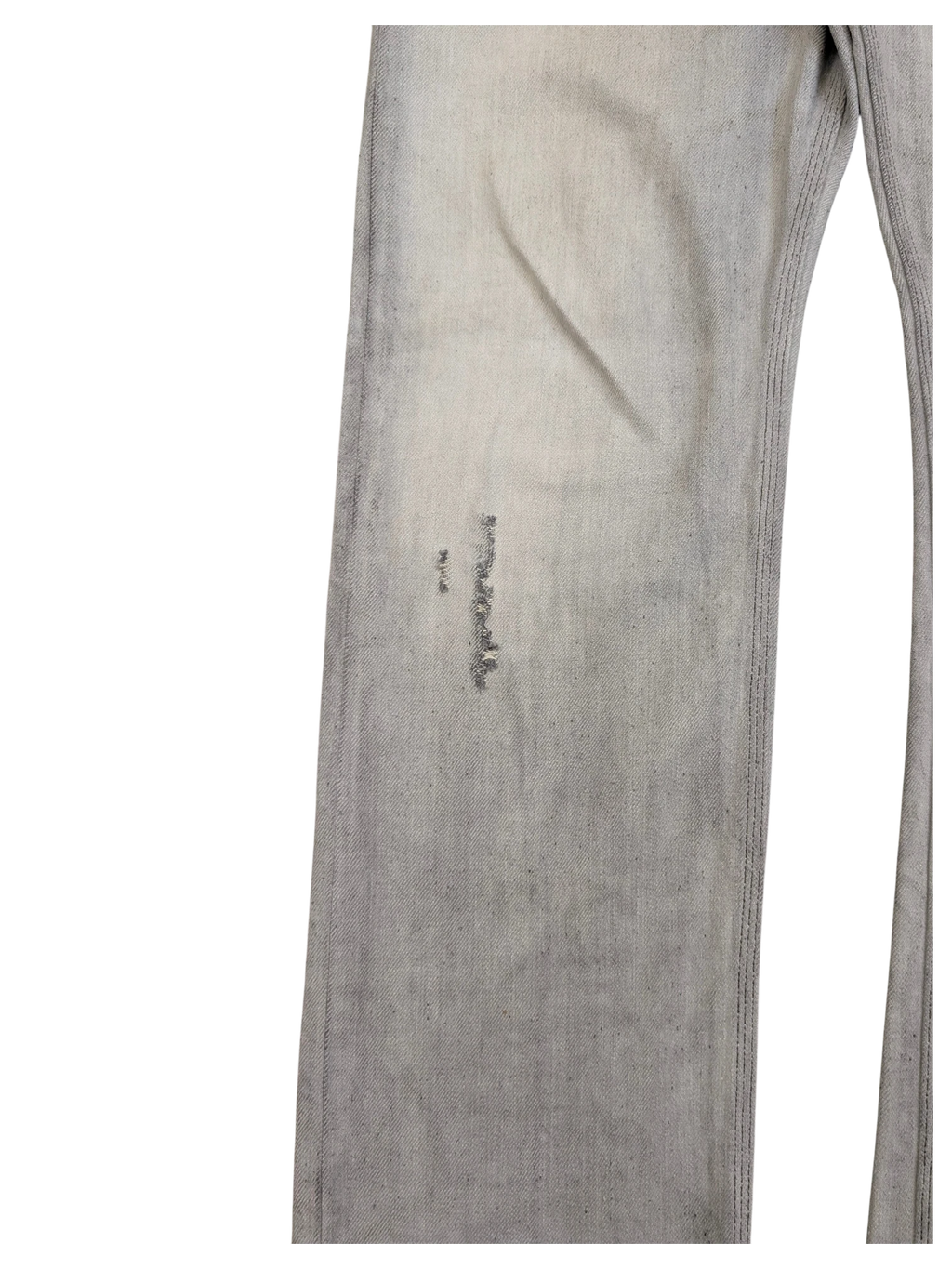 JAKE & IPI light grey distressed denim jeans with a slim fit and subtle fading.
