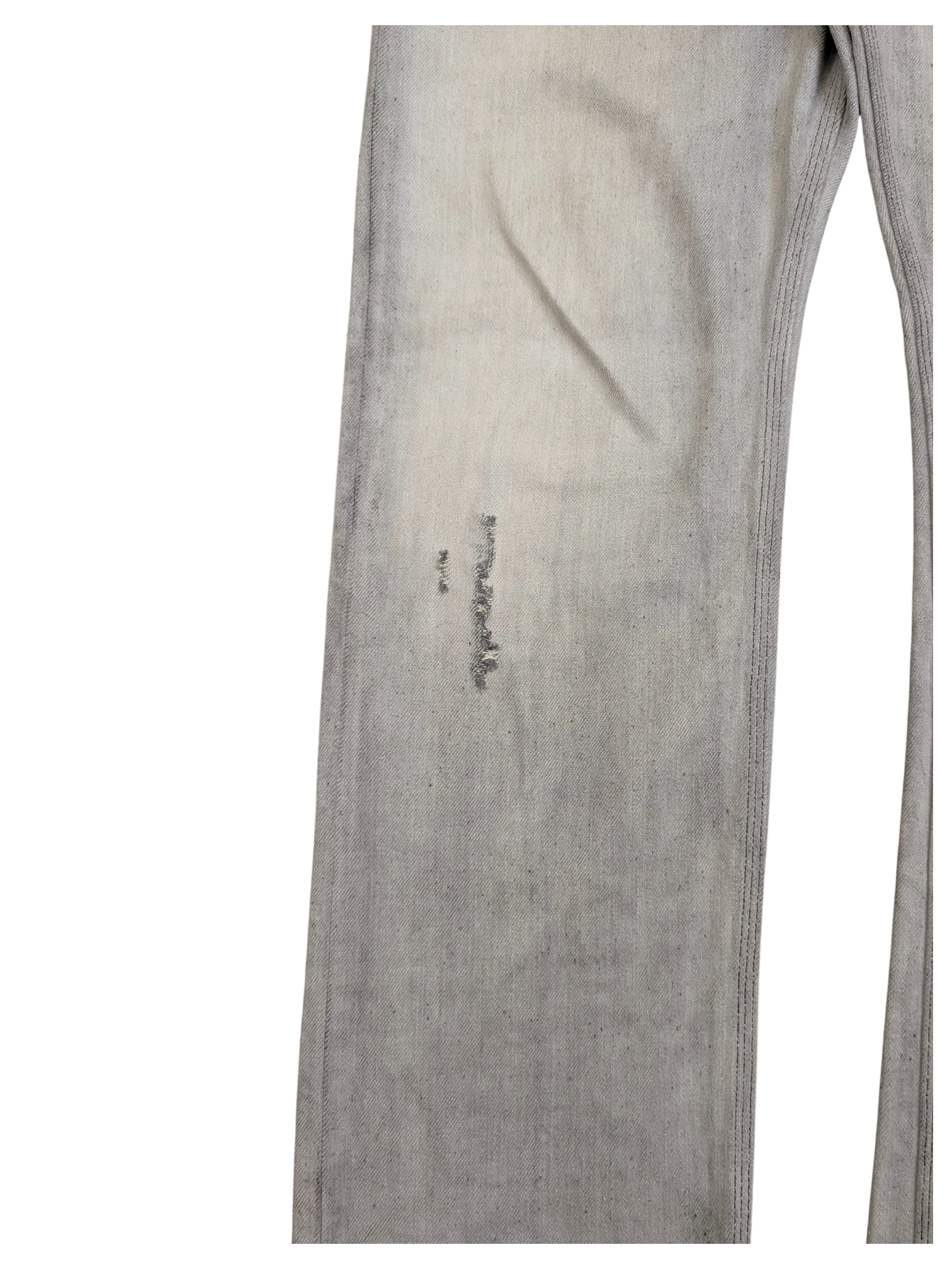 JAKE & IPI light grey distressed denim jeans with a slim fit and subtle fading.