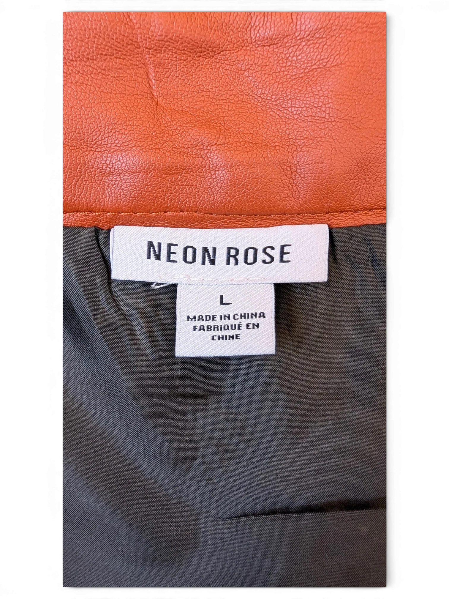 JAKE & IPI Neon Rose orange paneled faux leather mini skirt with interior lining and size large tag