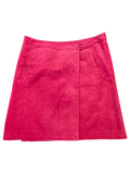 JAKE & IPI Josephine's and Co hot pink suede leather wrap mini skirt with side pockets and button closure.