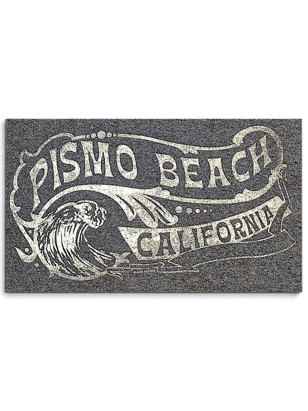 JAKE & IPI Pismo Beach hoodie in charcoal grey with a vintage-style distressed white graphic of a wave