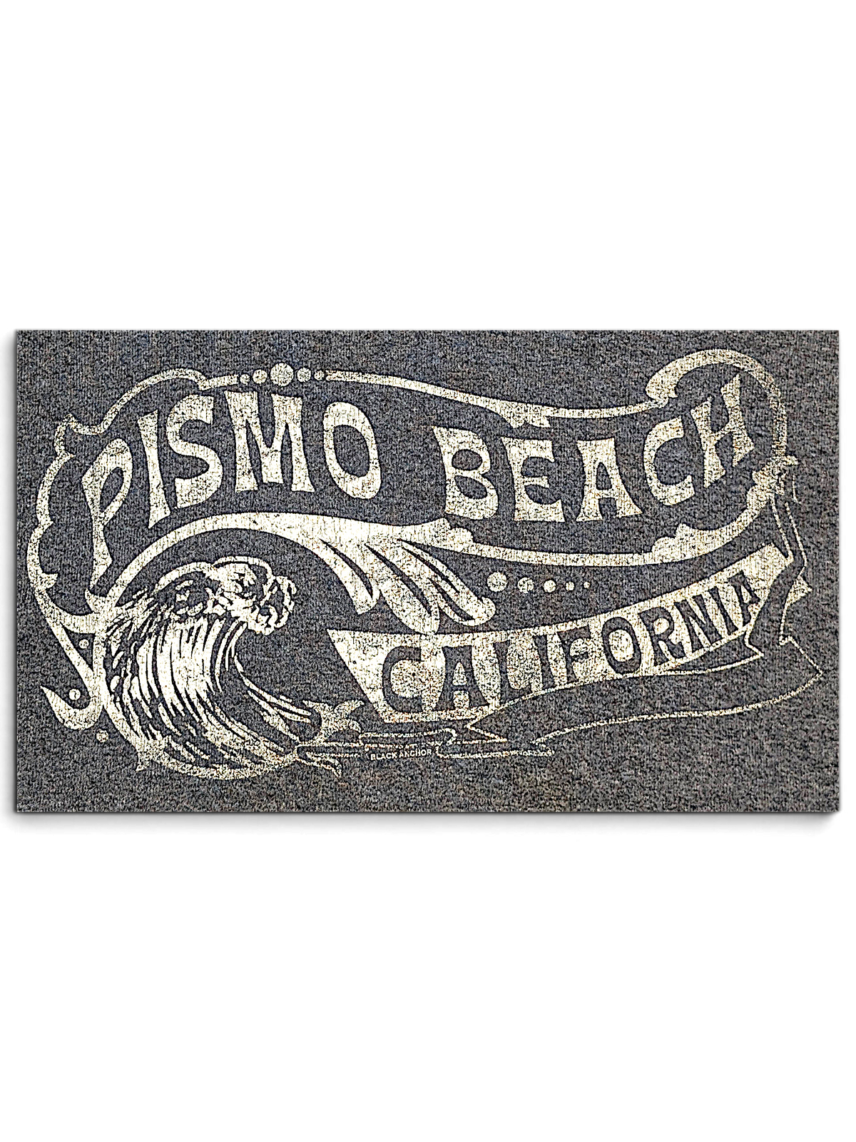 JAKE & IPI Pismo Beach hoodie in charcoal grey with a vintage-style distressed white graphic of a wave