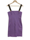 JAKE & IPI purple cotton blend fitted dress with black zip straps and gold hardware. Y2K style.