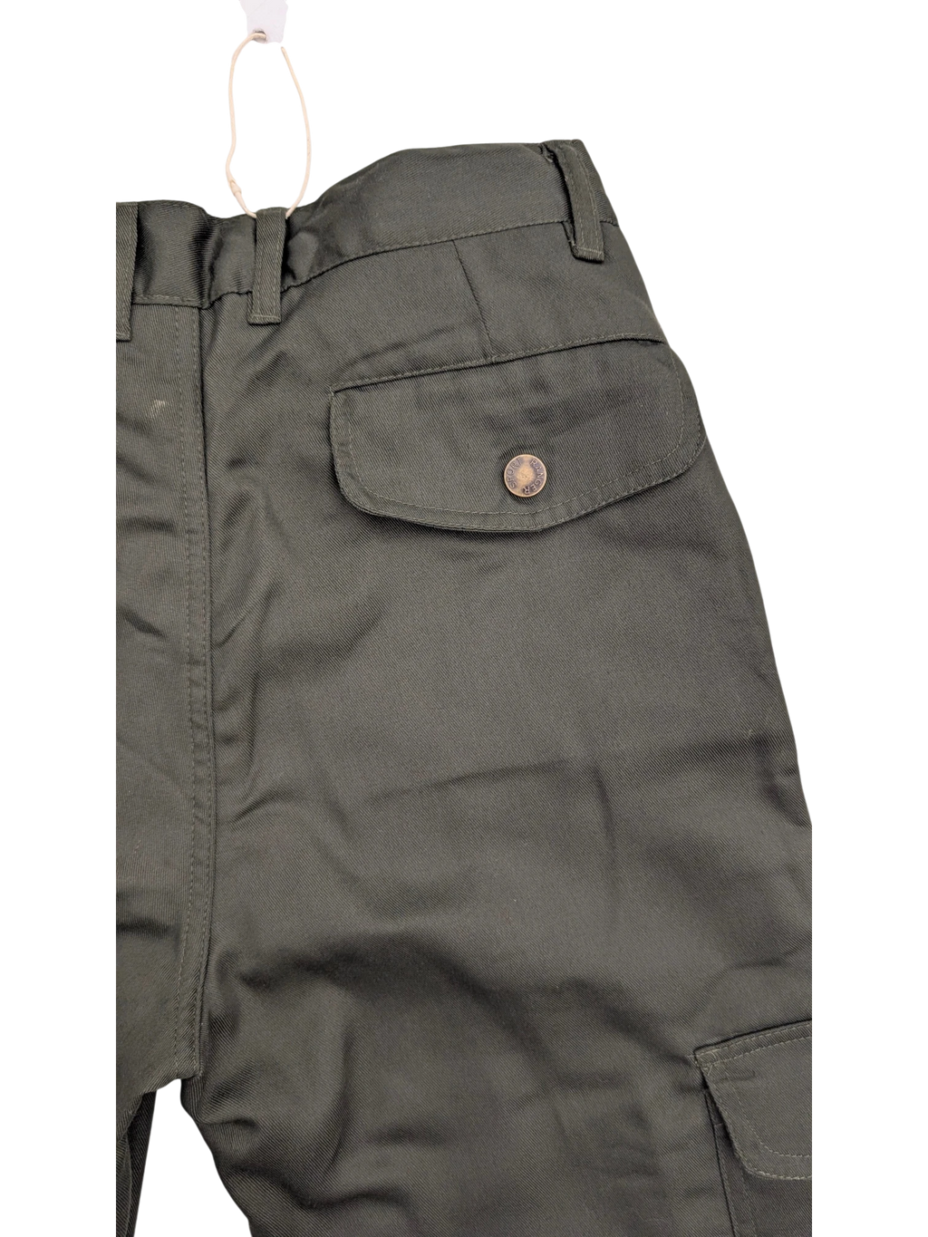 JAKE & IPI Ranger's Sport Cargo Pants in olive green, featuring a buttoned flap pocket and durable fabric.