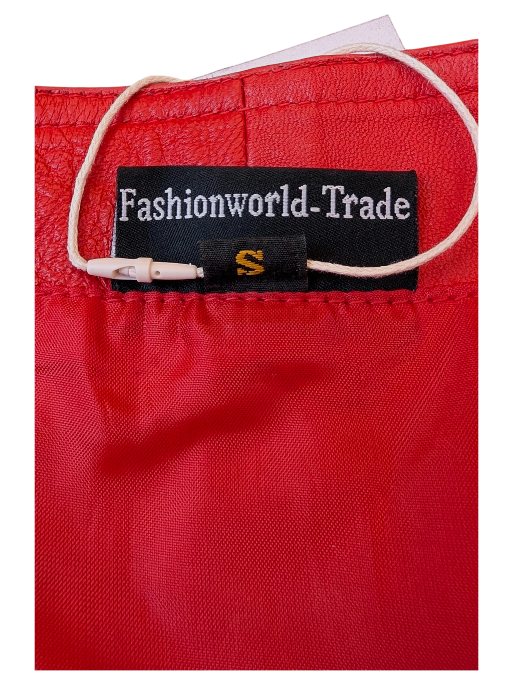 JAKE & IPI red leather skirt by Fashionworld-Trade with size small tag and interior lining