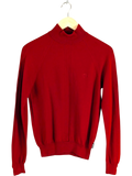 JAKE & IPI red wool turtleneck sweater with tonal Medusa logo embroidery on chest. Size S.