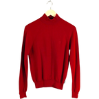 JAKE & IPI red wool turtleneck sweater with tonal Medusa logo embroidery on chest. Size S.