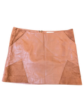 JAKE & IPI Sézane tan leather and suede mini skirt with panelled design and back zipper closure.