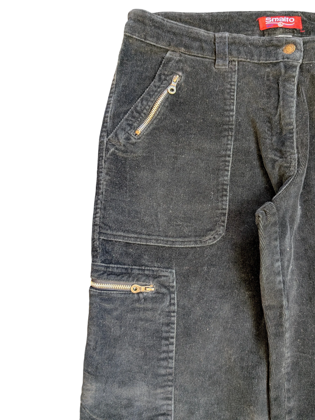 JAKE & IPI Smalto corduroy cargo pants in dark grey with zip pockets and a relaxed fit.