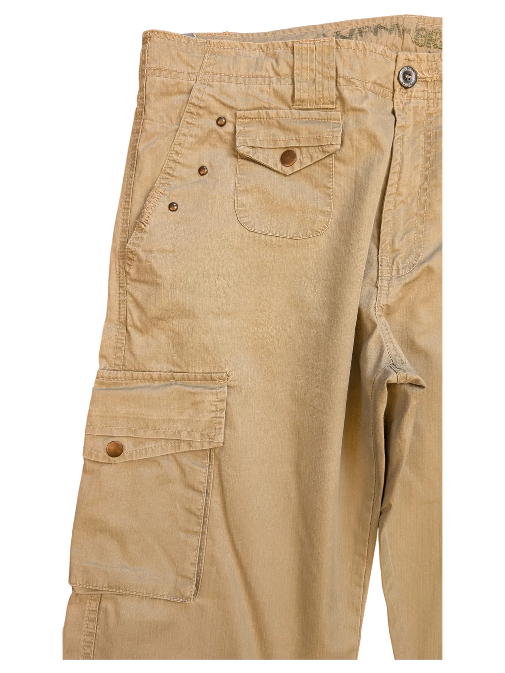 JAKE & IPI tan cotton cargo pants EU 42 with multiple pockets and button closures.