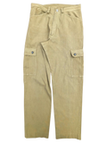 JAKE & IPI tan corduroy cargo pants with button flap pockets and straight leg fit.