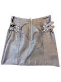 TOPSHOP black faux leather mini skirt with silver buckles and front zip closure from JAKE & IPI