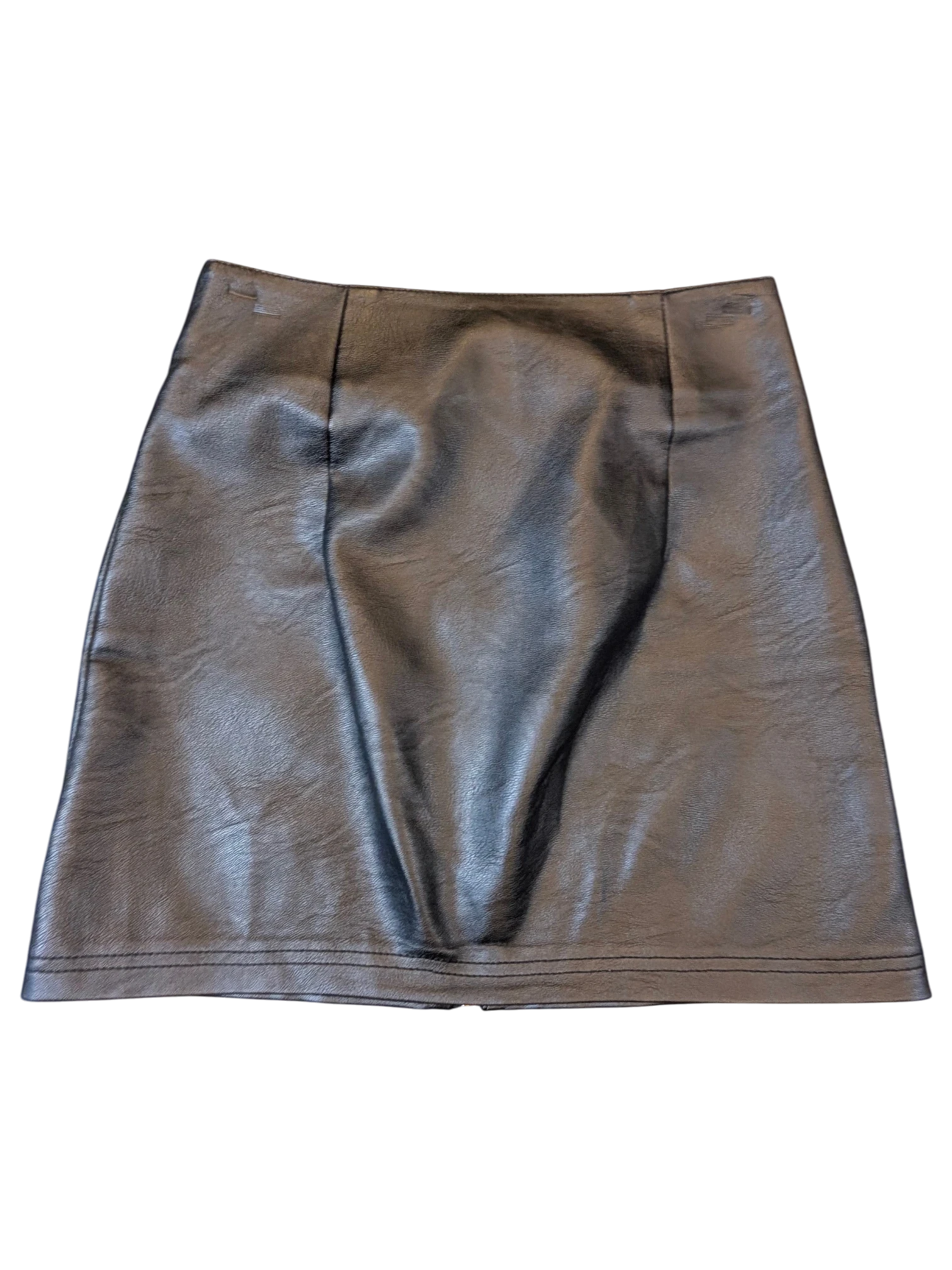 Topshop black faux leather mini skirt from JAKE & IPI featuring a sleek design and stitched hem detail.