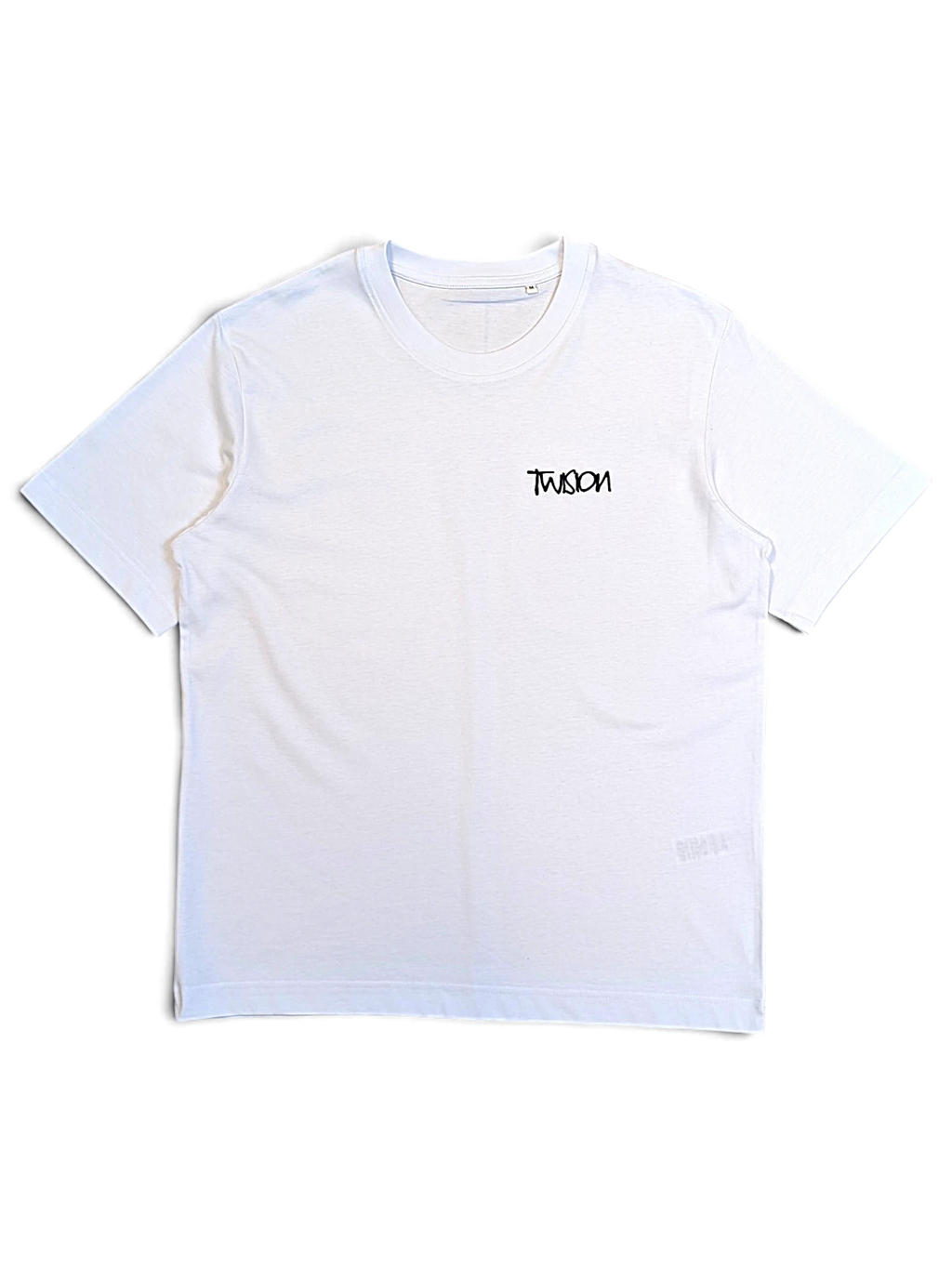 JAKE & IPI white short-sleeve crew neck T-shirt with black Twision logo on the chest