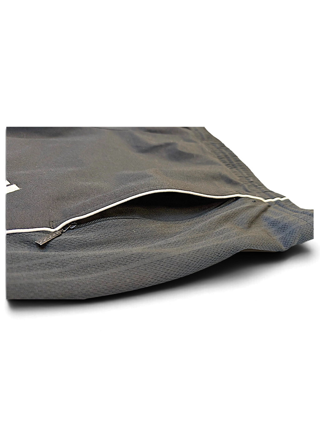 JAKE & IPI pre-owned adidas grey track pants featuring a detailed view of the zippered pocket and textured fabric