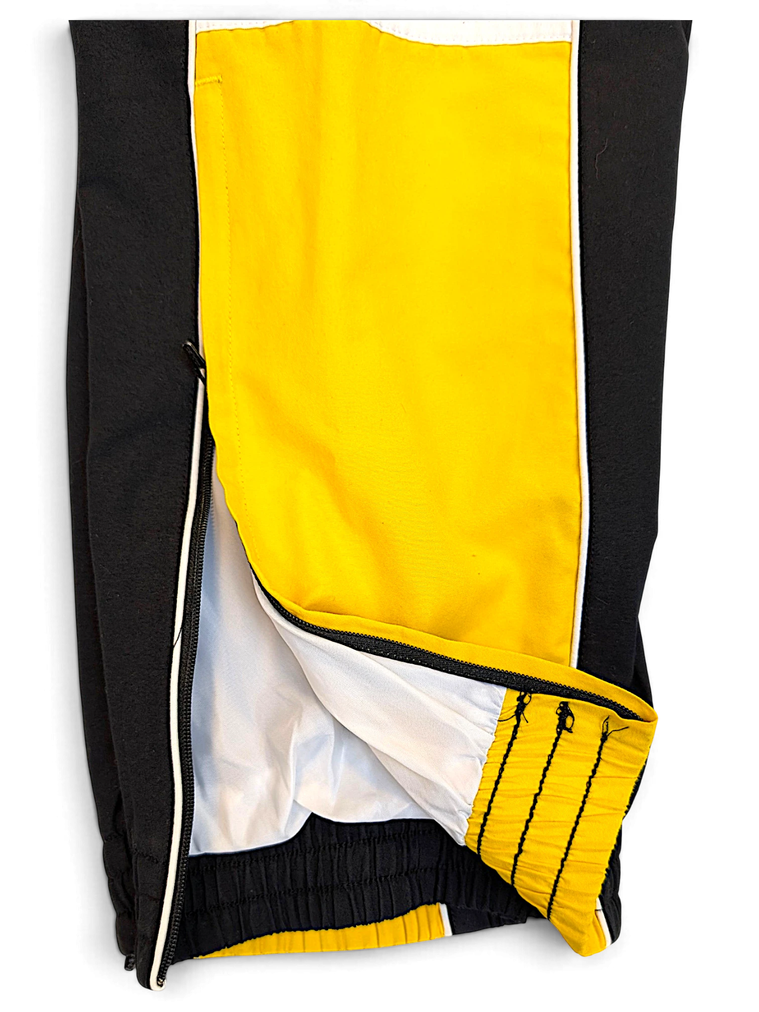 JAKE & IPI pre-owned adidas grey and yellow track pants with side zipper detail and contrast panels