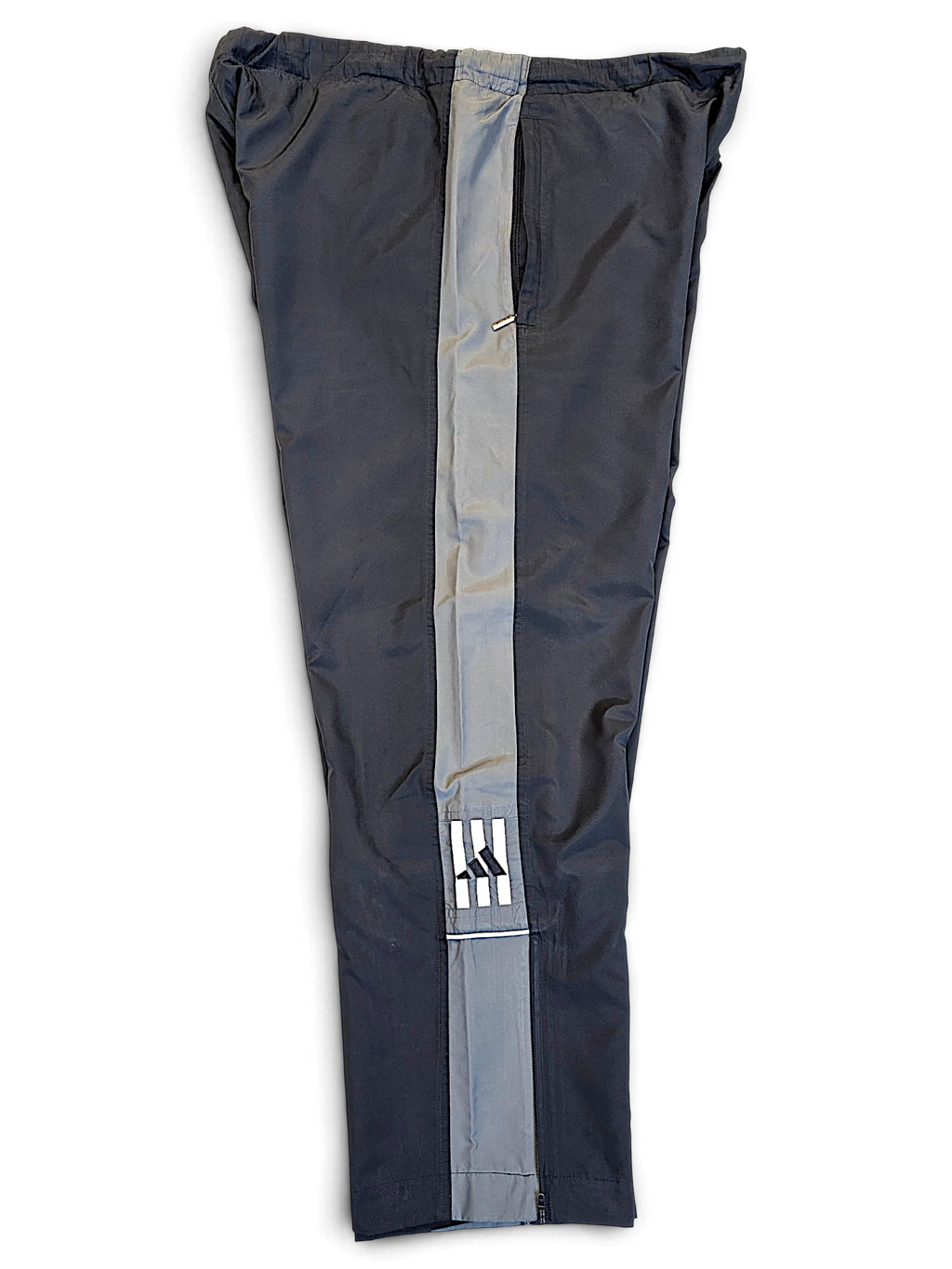 JAKE & IPI pre-owned adidas navy and grey track pants with contrast side panel and embroidered logo detail