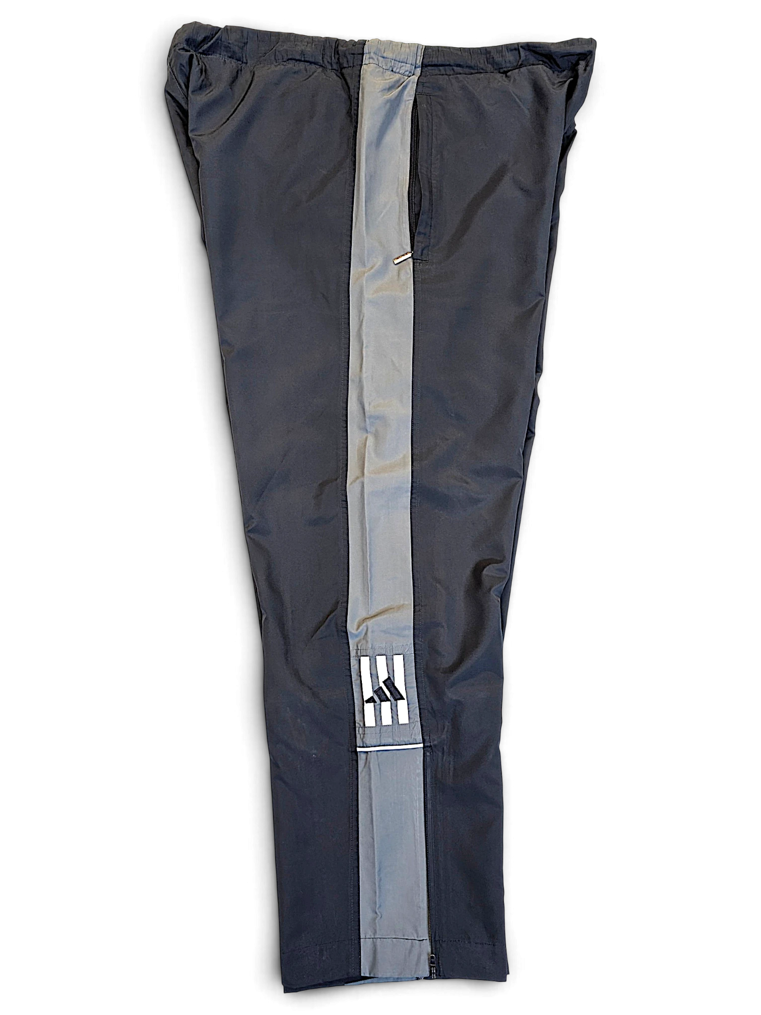 JAKE & IPI pre-owned adidas navy and grey track pants with contrast side panel and embroidered logo detail