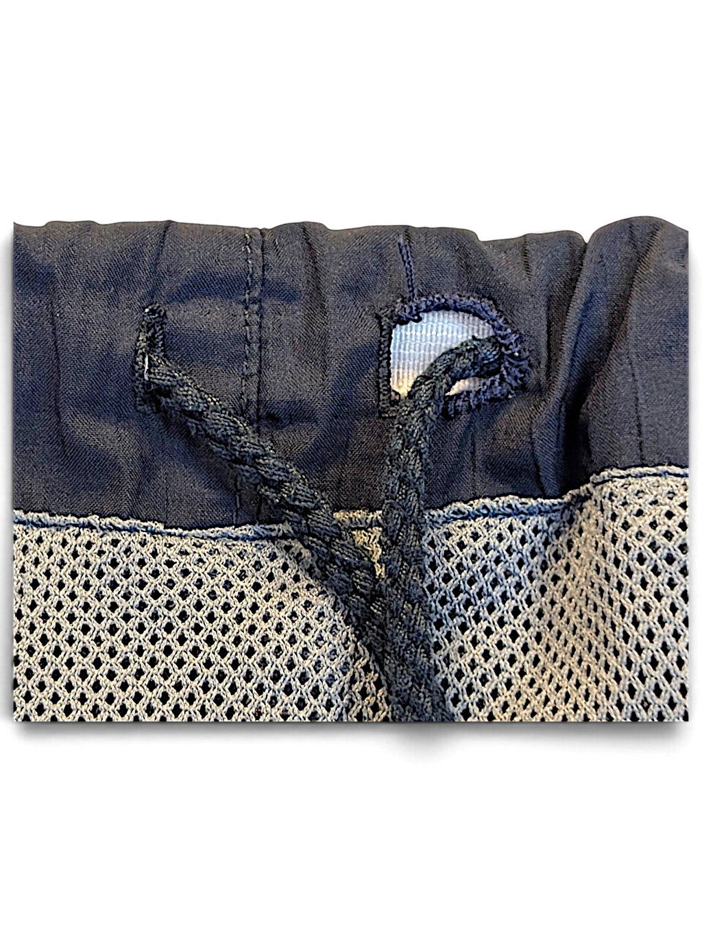JAKE & IPI adidas navy and grey track pants featuring an elasticated waistband with a drawstring detail